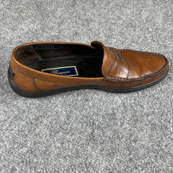 Y2K Bragano Men\'s 8.5 M Brown Leather Penny Loafers Slip-On Shoes Italy Preppy‎ main image 6